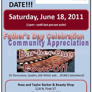 Rose and Taylor Barber &amp; Beauty Salon 2011 Father&#039;s Day Barbeque Flyer