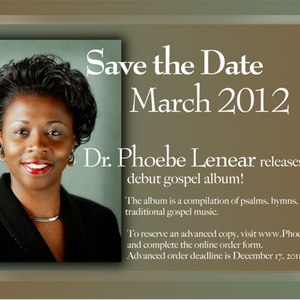 Dr. Phoebe Lenear Save the Date Announcement for Record Release