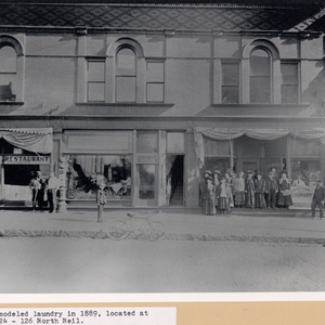 African-American Barbershop in Downtown Champaign, 1889