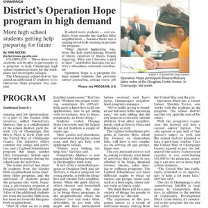 District&amp;#039;s Operation Hope program in high demand