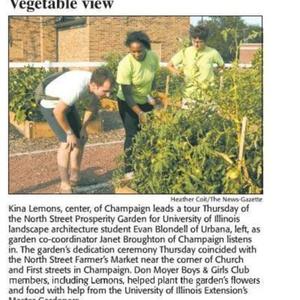 Vegetable View North First Street, News Gazette clipping
